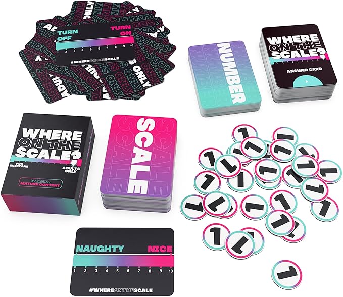 Spin Master Games, Where on The Scale, A Party Game of Extremes, for Friendsgiving, Bachelorette Parties, College, Happy Hour, Valentine's Day Gifts for Couples, 2+ Players, for Ages 18 & Up