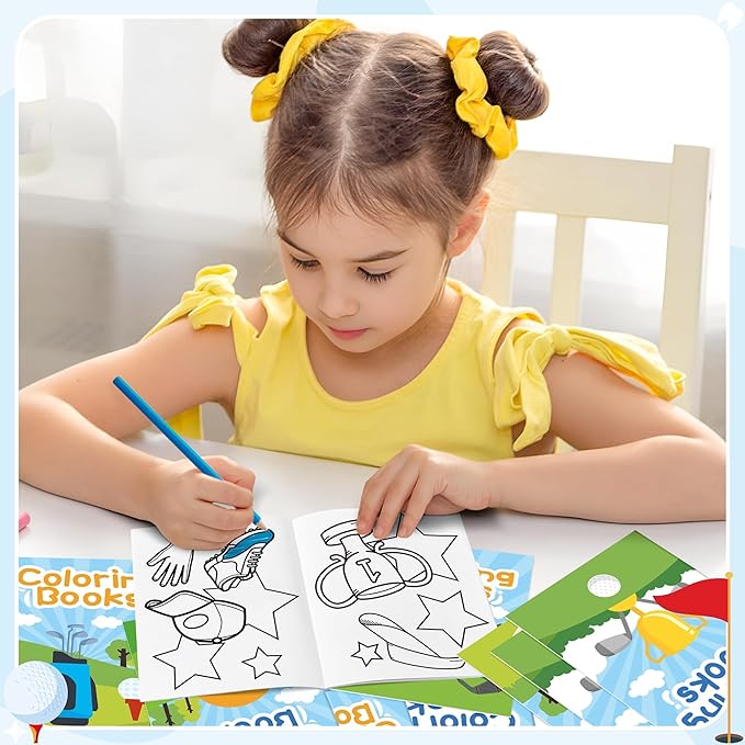 Golf Coloring Books for Kids - 24Pcs Bulk Sports Golf Theme Mini Coloring Booklet DIY Art Drawing Book for Toddlers Holiday Birthday Party Goodie Bags Stuffers Sunday School Classroom Favors