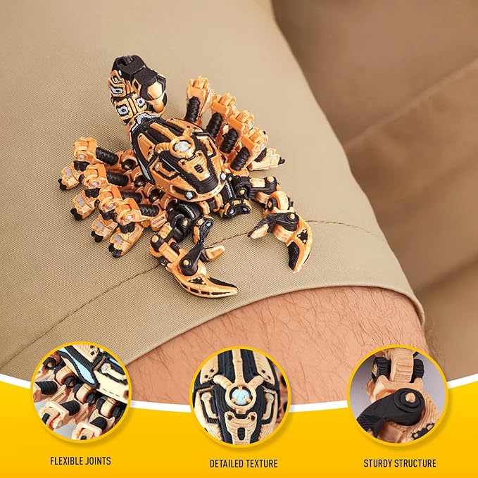 3D Printed Robotic Scorpion Figure – Steampunk and Cyberpunk Mechanical Sci-Fi Design, Movable Limbs and Tail
