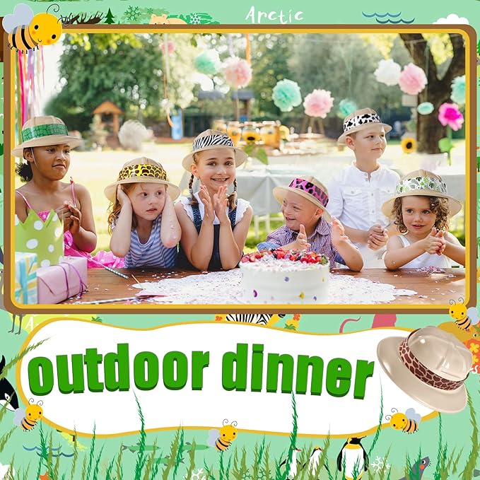 Haysandy 30 Sets Safari Party Hats - Jungle Explorer Adventure Helmet Hats with Stickers Costume for Kids Boys Girls Decoration Birthday Party Supplies