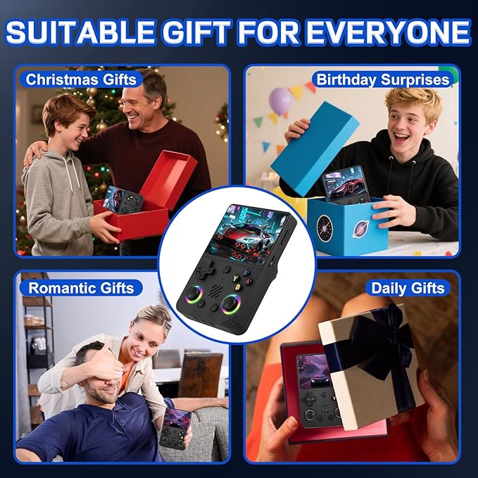 RG36PRO Handheld Game Console - 3.5-Inch Screen, Support 30000+Classic Games, 64G TF Card, Open Source System, 3000mAh Battery, Portable Console for Travel, Gift for Adult or Partner-Black