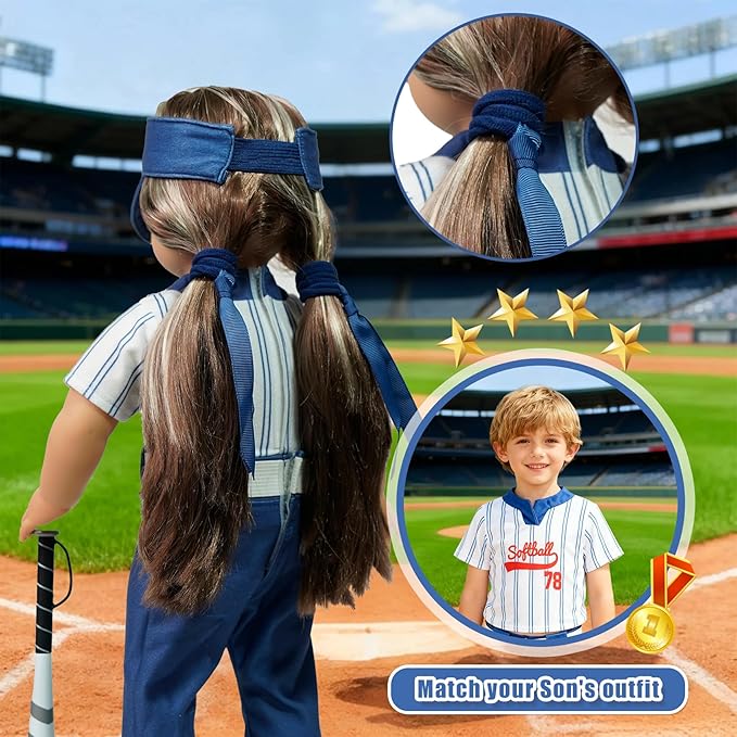 ARTST Softball Uniform Doll Outfit-American 18 inch Doll Clothes and Accessories Set-Hat Baseball Clothing Bat Shoes Socks,Valentine's Gifts for Boys Spring T-Ball