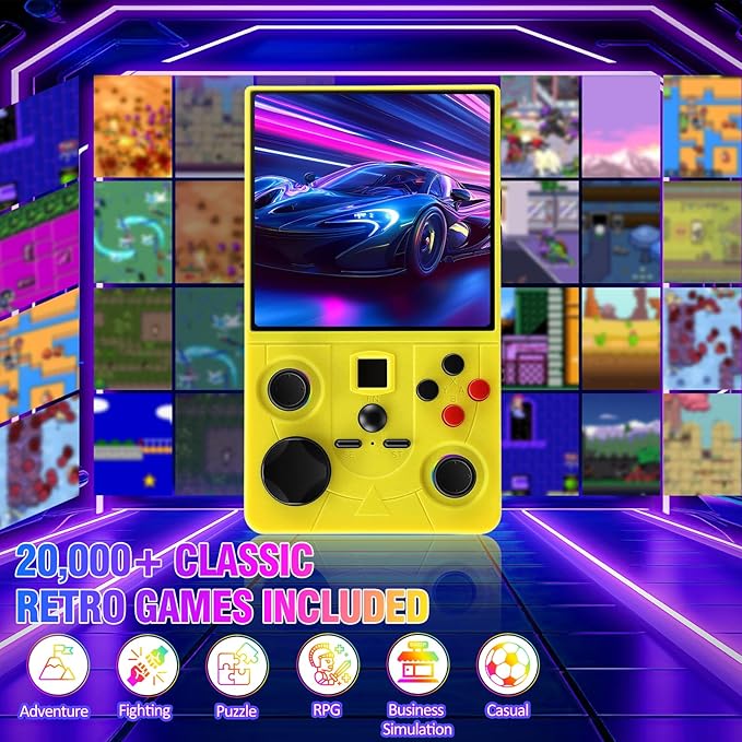 DC40V Retro Handheld Game Console - 4.0 Inch Retro Gaming Console with Preloaded 20,000+ Classic Games, Open Source Linux System, Built-in 64G TF Card, Portable Pocket Hand Held Video Game