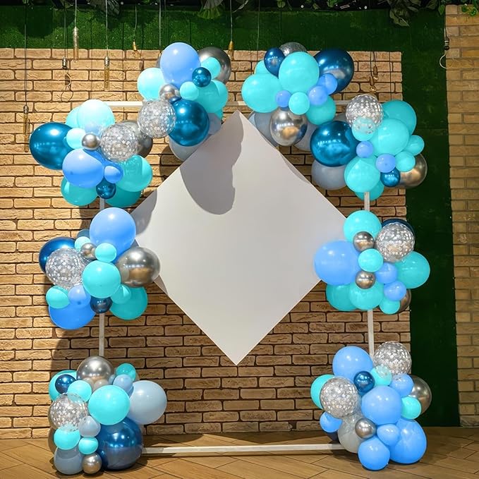 Blue Silver Balloon, 60 Pcs 12 Inches Teal Metallic Blue Silver Balloons Confetti Balloons for Kids Dancing Bachelorette Party Decorations Birthday Balloons Baby Shower Engagement Party Supplies