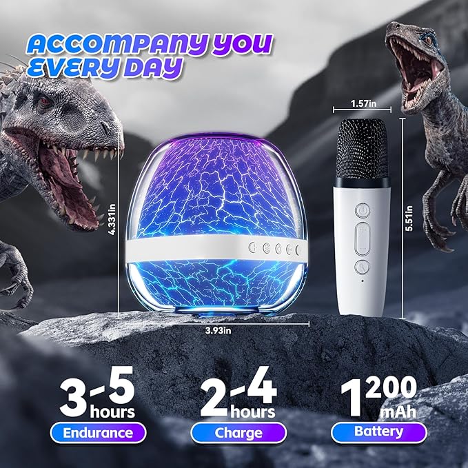 Karaoke Microphone Machine Toy for Adult Kids, Mini Portable Bluetooth Speaker with 2 Wireless Microphones for Girls 3-12 Years, Christmas Birthday Gift for 3 4 5 6 7 8 9 10 11 12 Years Old and Up