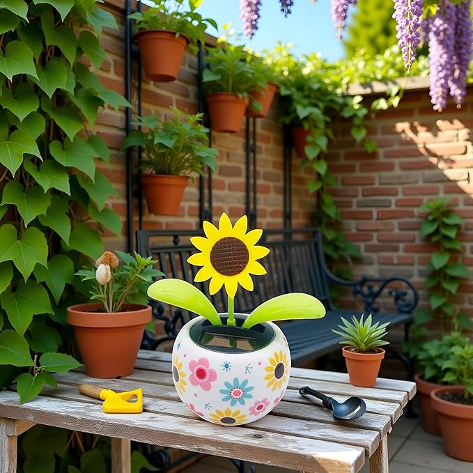 Sunflower Solar Dancing Flowers, Cute Solar Powered Dancing Swinging Flower, Swinging Solar Power Flip Flap Flower Decor Gift,Car Home Desk,Detective and Spy,Learning and Education