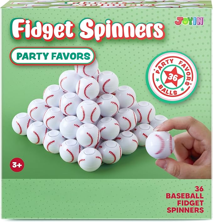 JOYIN 72 Pack Baseball Fidget Spinners for Kids, Baseball Party Favors, Fidget Toys Bulk, Stress Balls, Easter Egg Fillers Goodie Bags Stuffers for Birthday Party, Treasure Box Toys for Classroom