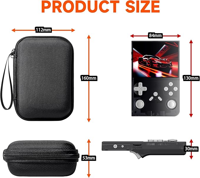 R40 Retro Handheld Game Console with Storage Case - Open Source System,3.5" IPS Screen, 18,000+ Classic Games, 128G TF Card, 3000mAh Battery, Portable Gaming Player for Travel, Black