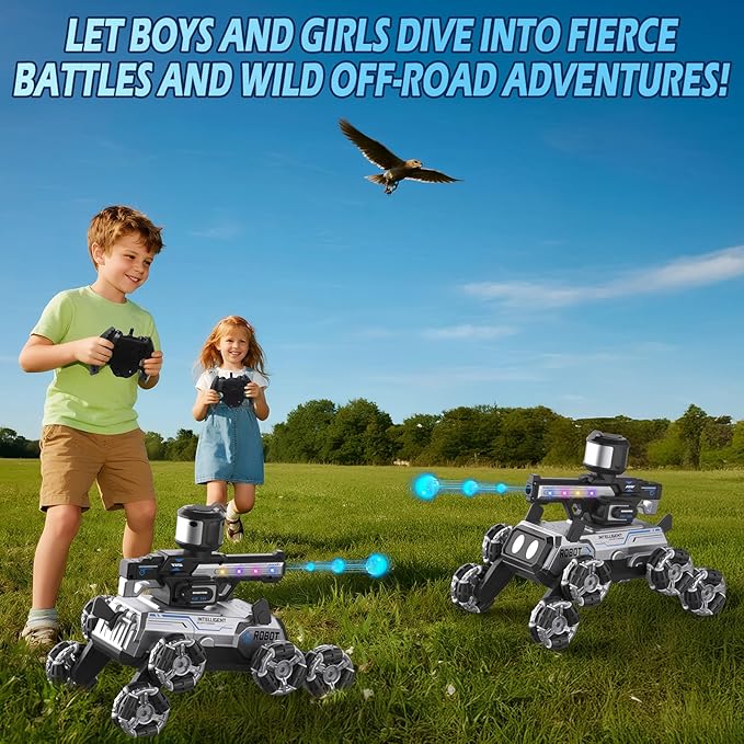 Godboat Robot Dog - Smart Toys for Kids with Music & LED Eyes, 2.4GHZ RC Car, 8-Wheel Stunt, 9+ Lifelike Actions and Water-Shooting, Age 3 4 5 6 7 8 Year Old Boys Girls Christmas & Birthday Gifts 2026