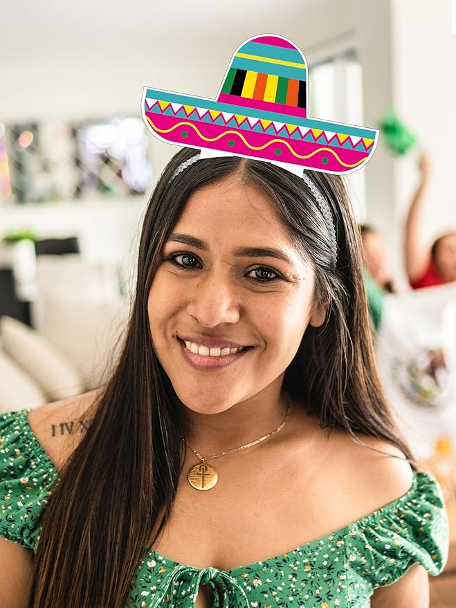 Melisheer Sombrero Party Hats, Mexican Sombrero Headbands, Colorful Cardboard Cinco De Mayo Headpieces, Fiesta Head Toppers