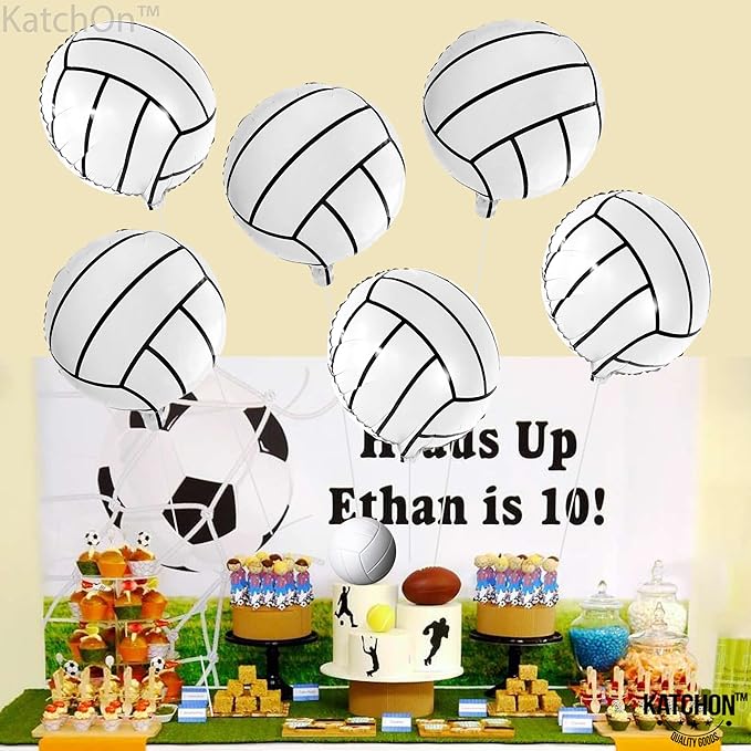 KatchOn, Volleyball Balloons for Volleyball Party Decorations - 18 Inch, Pack of 6 | Volleyball Sports Balloons, Senior Night Decorations | Volleyball Mylar, Birthday Decorations