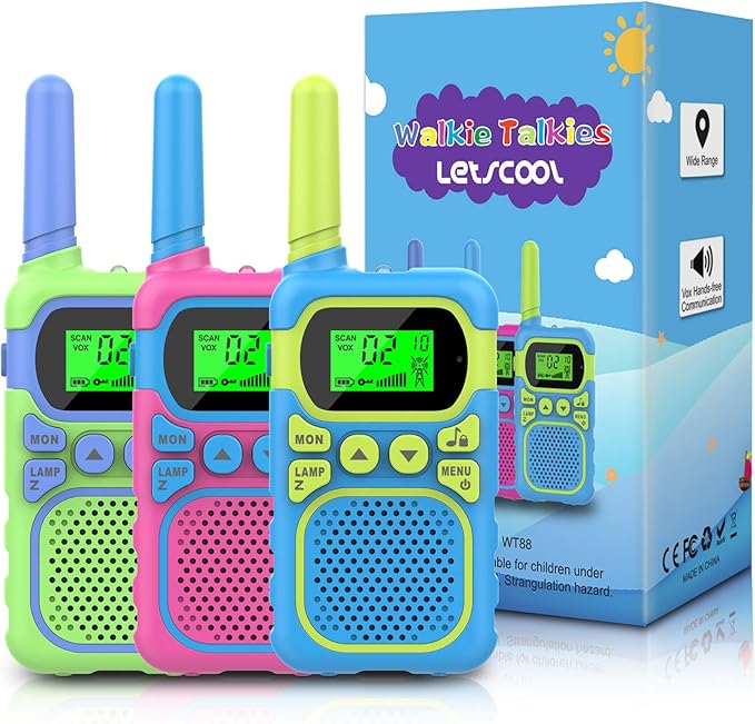 Kids Walkie Talkies for 3-12 Year Old Boys Girls,Children Walkie Talkies 3 KM Long Range & 22 Channels 2 Way Radios,Kids Outdoor Toys Birthday Gift (Battery Operated)