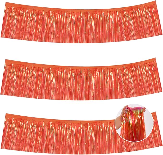 BEISHIDA 3 Packs Metallic Foil Fringe Garland Shining Red Wall Hanging Tinsel Fringe Banners for Car Floats Bridal Shower Wedding Birthday Valentine's Day Anniversary Party Decoration(30 Feet)