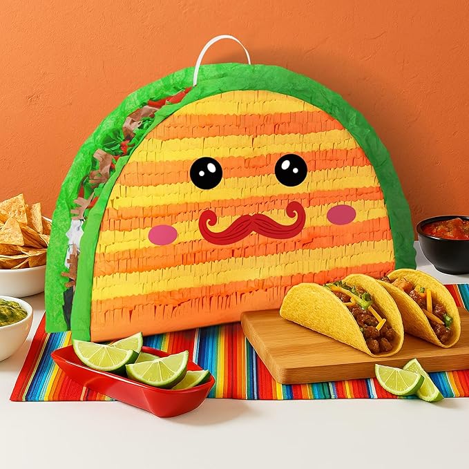 WERNNSAI Cinco De Mayo Taco Piñata - Taco Tuesday Piñata with Blindfold Bat for Kids Mexican Piñata for Fiesta Party Decorations Luau Event Birthday Party Supplies Mexican Theme Carnivals