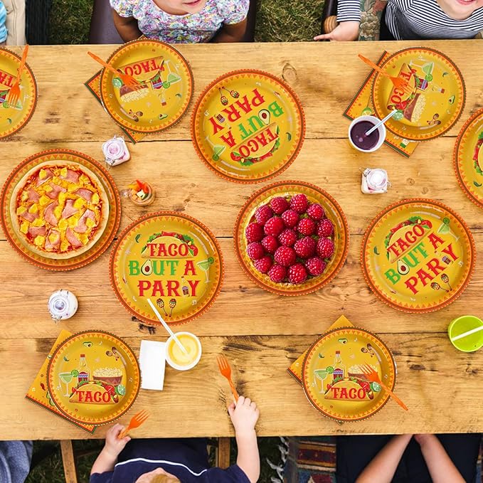 96Pcs Taco Bout a Party Decorations Mexican Fiesta Plates and Napkins Mexico Taco Tuesday Night Decorations for Mexican Cinco De Mayo Birthday Bachelorette Martini Theme Party Supplies Serves 24