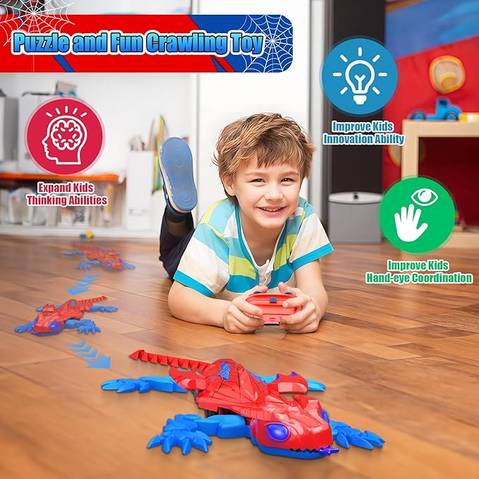 TWFRIC Wall Climbing Gecko Lizard: The Rechargeable Remote Control Car Toy - Exciting RC Crawlers for Kids Ages 6 & Up! Unlock Endless Fun! Perfect for Halloween, Christmas & Birthday Gifts! (Red)