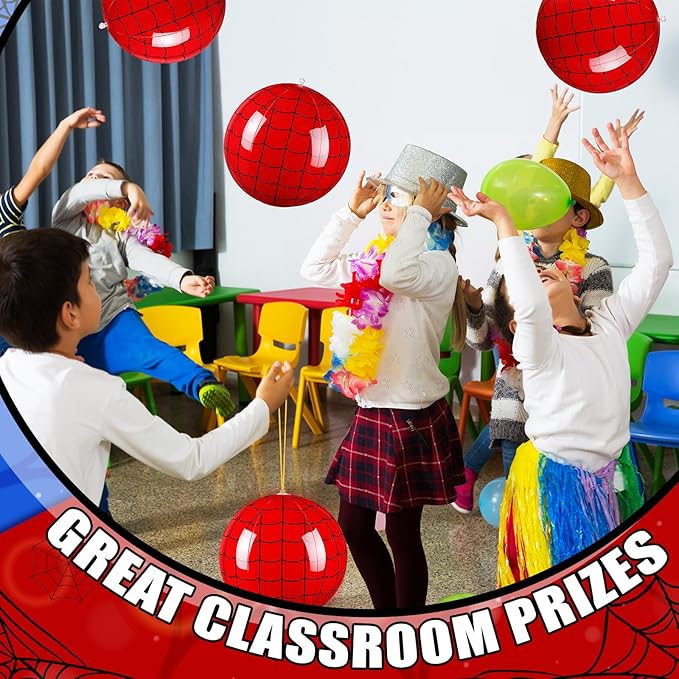 12 Pcs Spider Party Favors Punching Balloons for Kids Spider Web PVC Inflatable Punch Bouncy Balloon Heavy Duty Goodie Bags Stuffers Classroom Rewards Carnival Toy Prizes