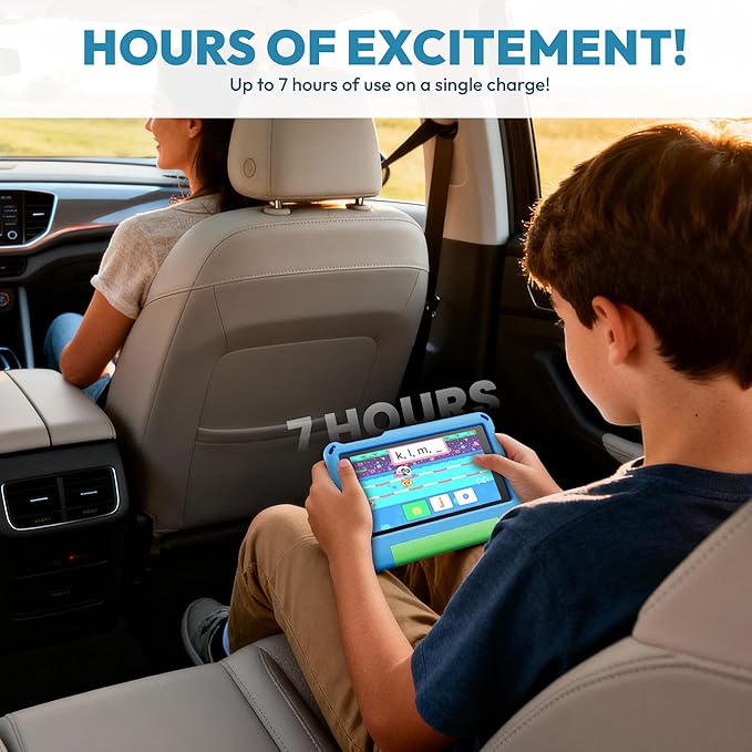 Contixo A7 Kids Tablet with 14 Apps, Lingokids & Epic, 7" HD Screen, Android 15, Parental Controls, WiFi, 3+32GB Storage, al Tablet for Kids Ages 3-12, Boys & Girls Gift, Blue