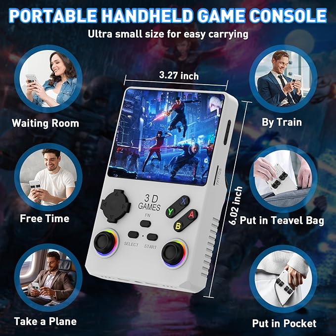 V40 PRO Upgraded Retro Handheld Game Console, Built in 35,000+Classic Games, 36+Simulators, Linux System, 3.5-inch 4K HD IPS Screen Video Player, 256GB TF Card, Portable Pocket Arcade Console (White)