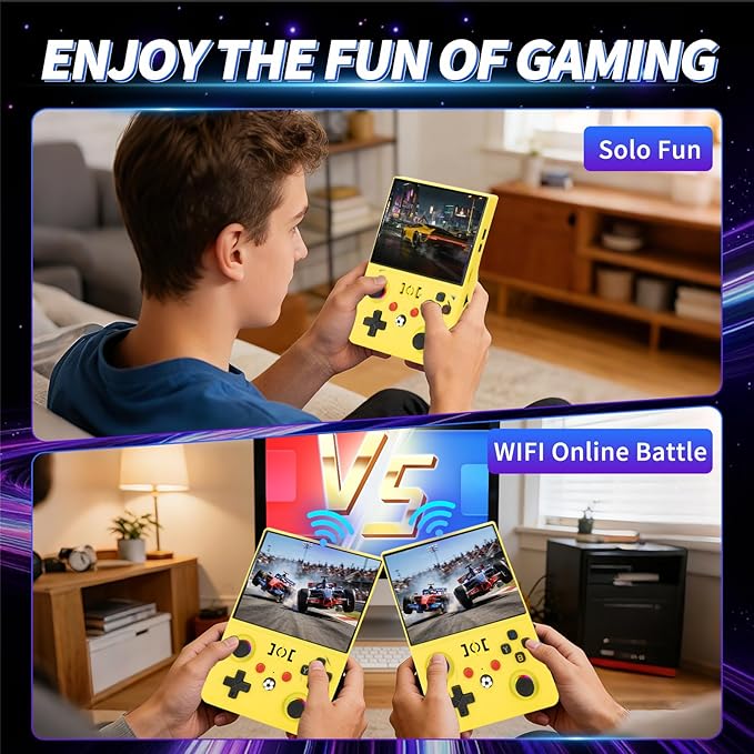 2026 NEW Upgrade R36MAXPRO Retro Handheld Game Console - 4.5 Inch Ultra-Large Screen, Support 18000+Classic Games, 64G TF Card, Linux System, 4000mAh Battery, Birthday Gift for Adult - Yellow