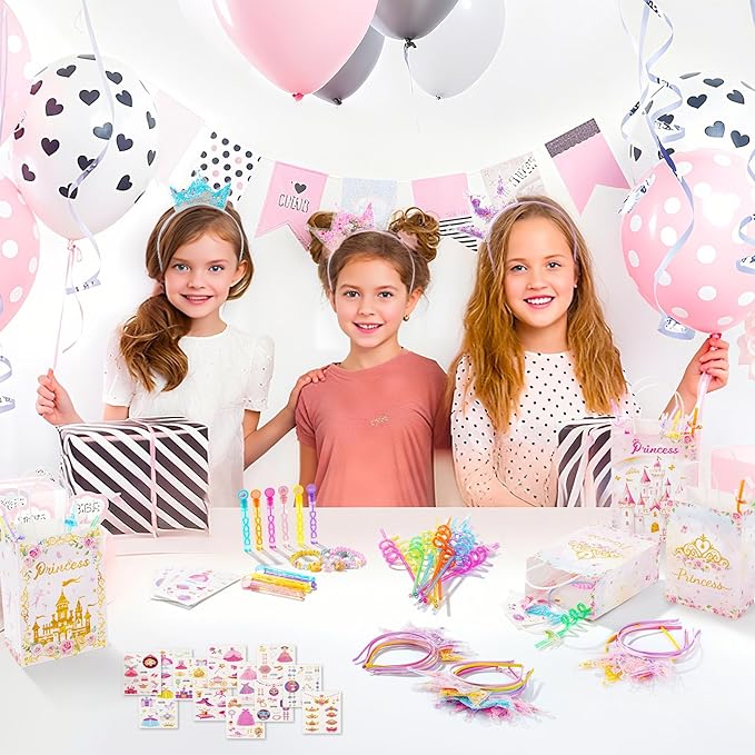 Vanblue 72Pcs Princess Party Favors Crown Birthday Decorations Party Supplies for Girls, Crown Headbands Princess Castle Goodie Bag Stuffers,Pinata Fillers Classroom Rewards Gifts for Kids