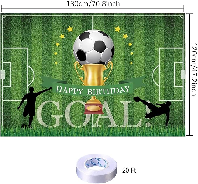 Soccer Happy Birthday Backdrop Decorations Soccer Happy Birthday Banner Goal Photo Background for Home Indoor Outdoor Party Decorations Supplies 70.8 x 47.2 Inch