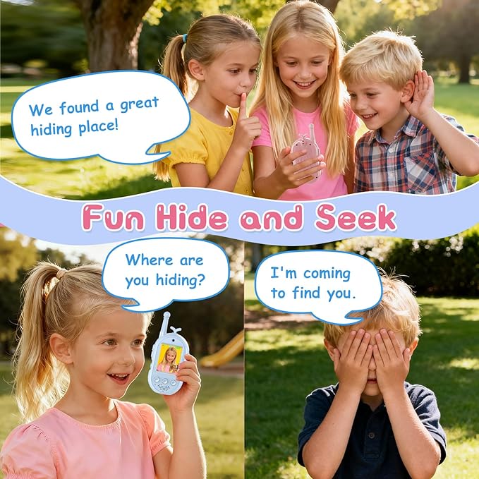 Video Walkie Talkies for Kids Toys - 2 Pack Rechargeable Walkie Talkie with Camera and Screen,Long Range 2 Way Radio for Outdoor Camping Games,Christmas Birthday Gifts for Boys Girls Age 3-12(Pink)