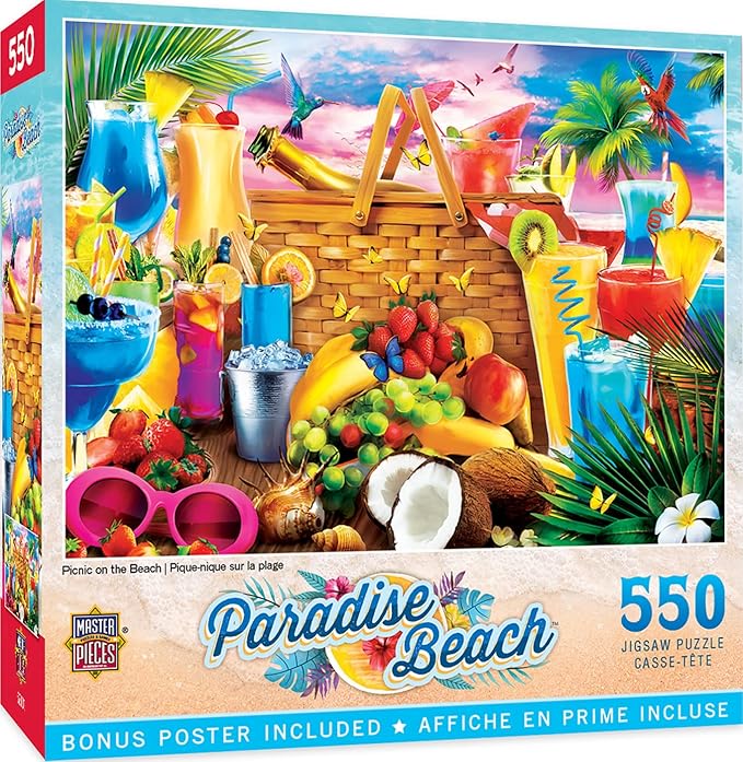 MasterPieces 550 Piece Jigsaw Puzzle for Adults, Family, Or Youth - Picnic on The Beach - 18"x24"