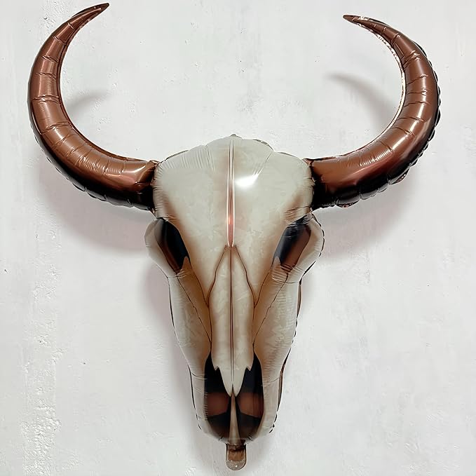 5Pcs Mini 19Inch Western Long Horn Cow Balloons/Cowboy Longhorn Aluminium Foil Balloon for Party Wall/Last Rodeo Bachelorette Party Supplies/Western Party Decorations/Bull Skull Wall Decor