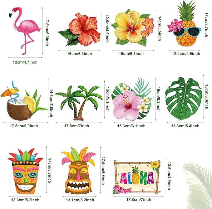 Outus 30 Pieces Hawaiian Luau Birthday Party Hanging Swirl Decorations, Flower Tropical Palm Flamingo Sign Foil Ceiling Decor for Floral Tropical Party Summer Beach Pool Tiki Supplies(Summer)