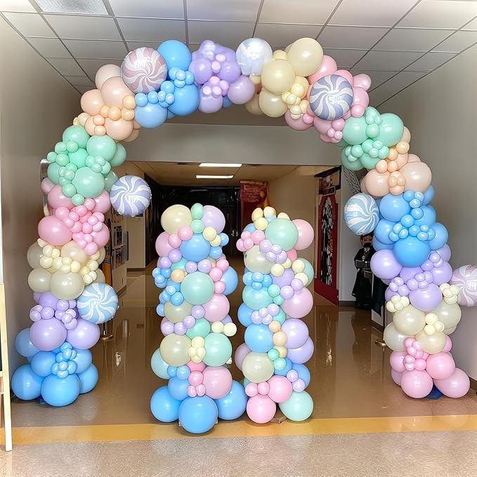 Pastel Balloons 12 Inch Macaron Pink Blue Green Purple Yellow Pastel Rainbow Latex Balloon with Colorful Confetti Party Balloons for Easter Birthday Baby Shower Bridal Wedding Party Decoration