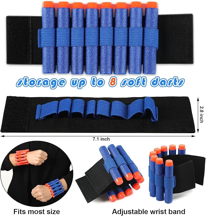 Sosation 32 Pcs Gun Party Supplies and Favors Compatible with Nerf Include Tactical Glasses Face Mask Foam Darts Wrist Ammo Holder Gun Accessories Party Favors