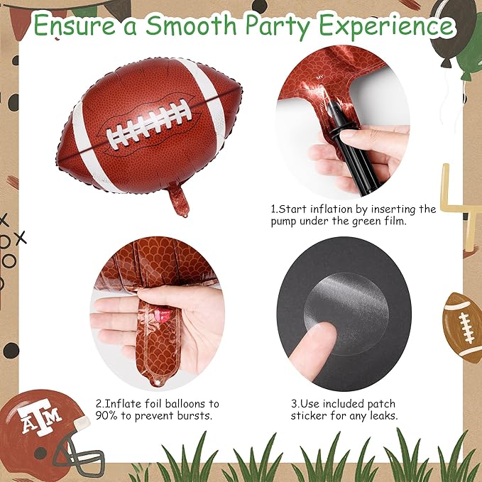 First Year Down Birthday Party Decorations, 8 Pcs 1st Birthday Decorations for Boy with 40" Green One Balloon for First B-day Football Foil Helium Balloons 1st Boy Party Supplies