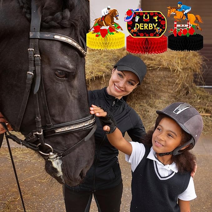 umoni 14pcs Derby Horsing Honeycomb Centerpieces Derby Horse Decorations Horse Racing Game Party Supplies Derby Party Table Decoration for Derby Day Festival Decor