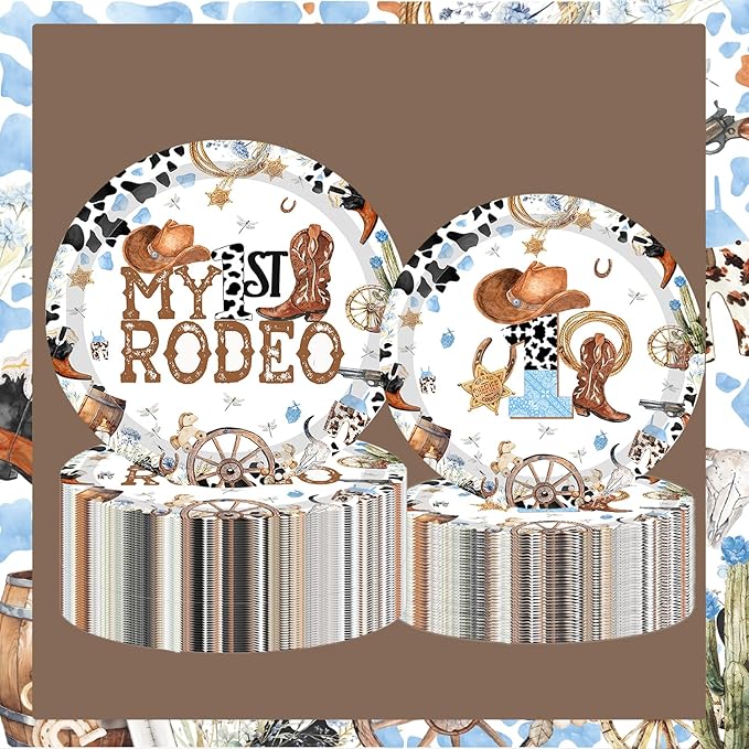 My 1st Rodeo Western Cowboys Birthday Paper Plates My First Rodeo Birthday Party Supplies Cowboys 1st Rodeo Bday My First Rodeo Baby Shower Decor serve 30 guests