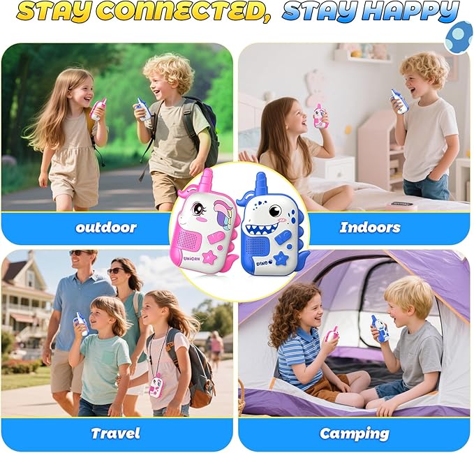 Rechargeable Walkie Talkies Toys for Kids: Dinosaur Toys Walkie Talkies for Kids 2 Pack Easter Birthday Gifts for 3 4 5 6 7 Year Old Girls Unicorn Toy Age 4-5 6-8 Years Old Basket Stuffers