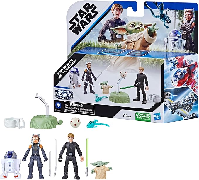 STAR WARS Mission Fleet, 2.5-Inch Scale Grogu Action Figure Set with 4 Figures & 7 Accessories, Toys for 4 Year Old Boys & Girls