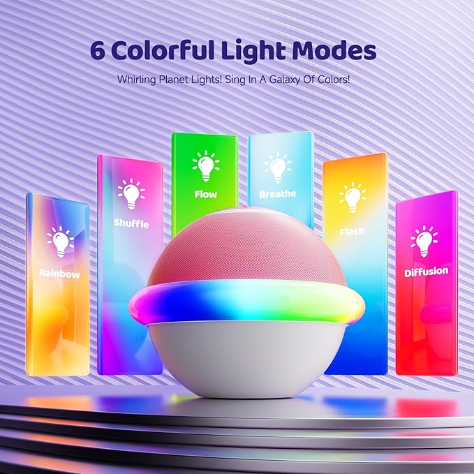 Mini Karaoke Machine for Kids with 2 Wireless Microphones, Portable Bluetooth Speaker Gift for Girls Toys 4, 5, 6, 7, 8, 9, 10, 12+ Years, LED Lights Chritmas Birthday Festival for Party, Home(Pink)