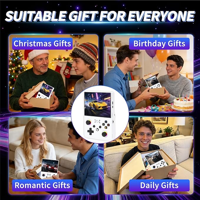 2026 NEW Upgrade R36MAXPRO Retro Handheld Game Console - 4.5 Inch Ultra-Large Screen, Support 18000+Classic Games, 64G TF Card, Linux System, 4000mAh Battery, Birthday Gift for Adult - White