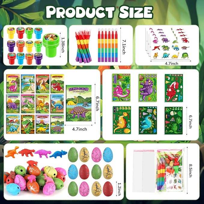 BenLouis 84Pcs Dinosaur Party Favors Dino Theme Coloring Books Crayons Sticker Set Bulk for Kids Jurassic Birthday Goodie Bag Stuffer Classroom Gifts Rewards Craft Pinata Fillers