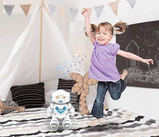 LEXiBOOK Powerman First, My First Smart Interactive Toy Learning Robot Toy for Kids Dancing Plays Music Boy Girl, White/Blue, ROB16