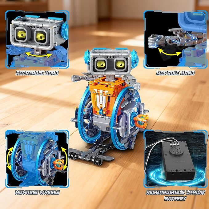 RC Robot Toys with Changeable LED Eyes & Sound, App & Remote Control Rechargeable Robotics with Unqiue Wheel Design 5-in-1 Model Kit Gift for Kids Boys Girls Teens Age 12+ Years Old(783 PCS)