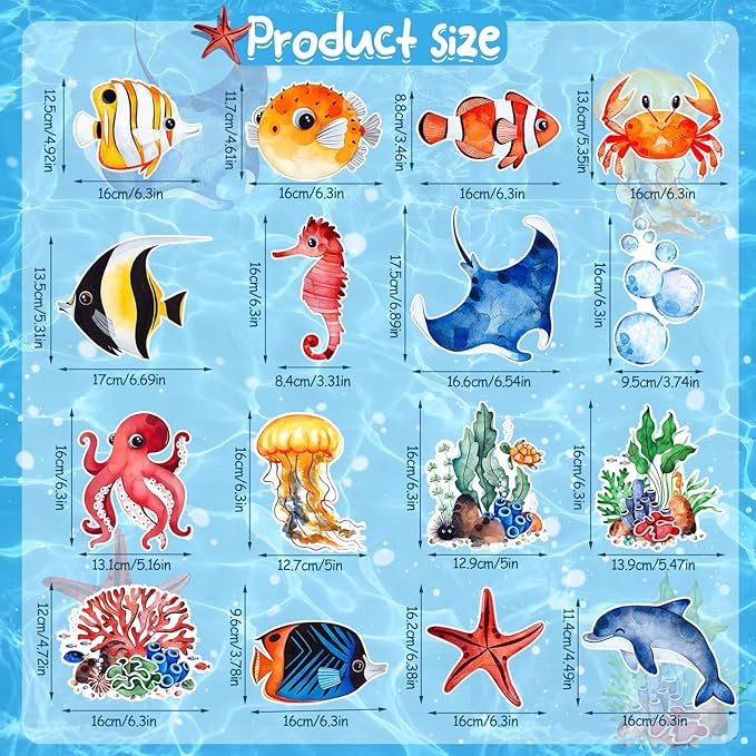 36Pcs Sea Animals Tropical Fish Hanging Swirl Under The Sea Party Birthday Decor Ocean Themed Party Swirls Streamers Supplies for Boys Girls Kids Mermaid Creatures Baby Shower Decorations