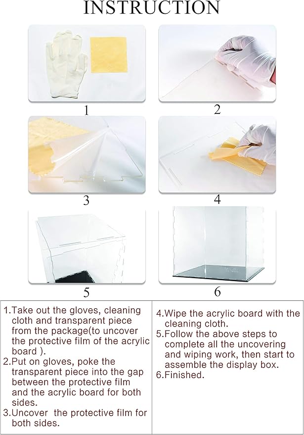 Clear Acrylic Display Case-Assemble Countertop Box for Display-Clear Display Box,Dustproof Protection Showcase for Toy Collectibles (6x6x10inch)