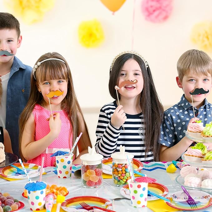 100 Pcs Rainbow Party Supplies Include 7 Inch Rainbow Plates 9 Inch Party Plates Napkins Forks and Spoons for 20 Guests Birthday Party Decorations