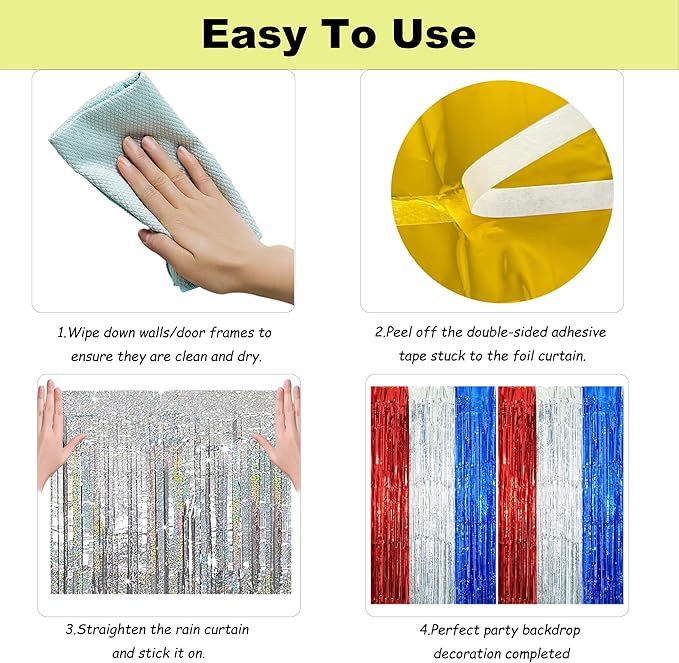 2 Pack Construction Foil Fringe Curtains, 3.3x6.6 ft Yellow Orange and Black Tinsel Fringe Streamers Photo Booth Backdrop for Construction Party Decoration, Birthday Party Supplies