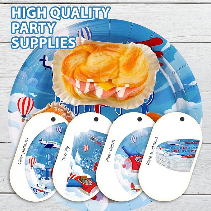 168Pcs Airplane Birthday Party Supplies Red and Blue Airplane Plates Napkins Cups Little Explorer Tableware Sets Pilot Plane Theme Decorations for Baby Shower Birthday Party Decorations Serves 24