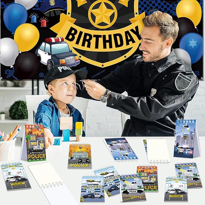 Police Party Favour Supplies including Police Gift Bags, Stickers, Badges, Wristbands for Police Theme Birthday Party