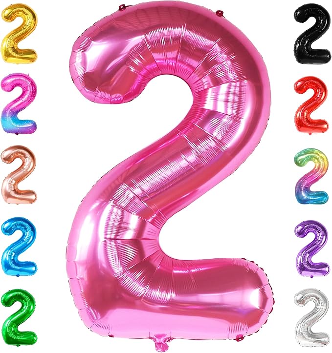 KatchOn, Pink Number 2 Balloon - 40 Inch | Hot Pink 2 Balloon Number, Two Cool Birthday Party Decorations Girl | 2nd Birthday Decorations for girl | 2nd Happy Anniversary Decoration