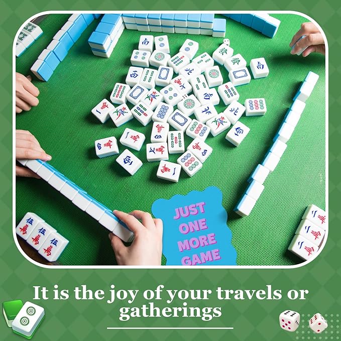 Soulchen 4 Pcs Mahjong Tile Mixer Shufflers for Mixing and Shuffling Tiles Plastic Mahjong Accessories Gifts for Lovers Games Decorative Printed Design (Blue & Green & Purple Style)